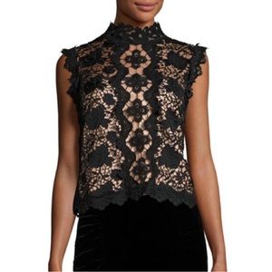 Nanette Lepore Top Black Floral Lace Size 10 Nanette Lepore NY Collection
